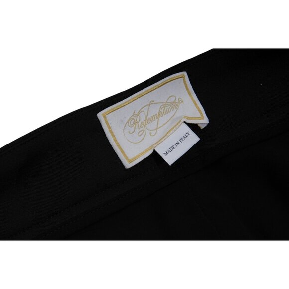 Redemption Subtle Camo Tuxedo Trousers IT 42 US 8 Black Stretch Wool Wide Pant - Picture 7 of 12